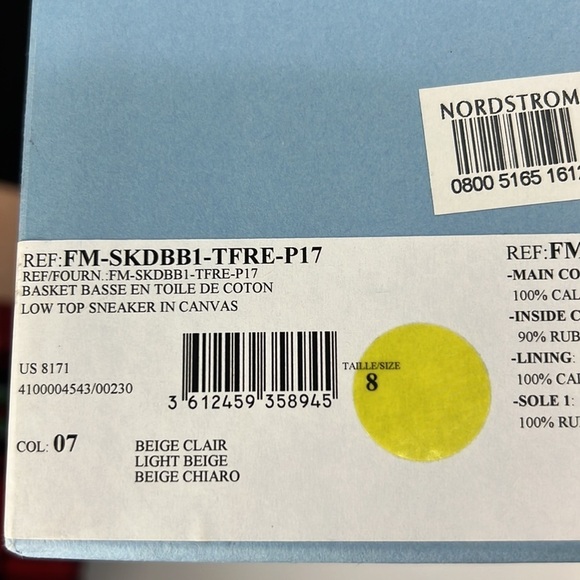 LANVIN OF PARIS TRAINER low top canvas sneakers, beige size 8 - Picture 8 of 14